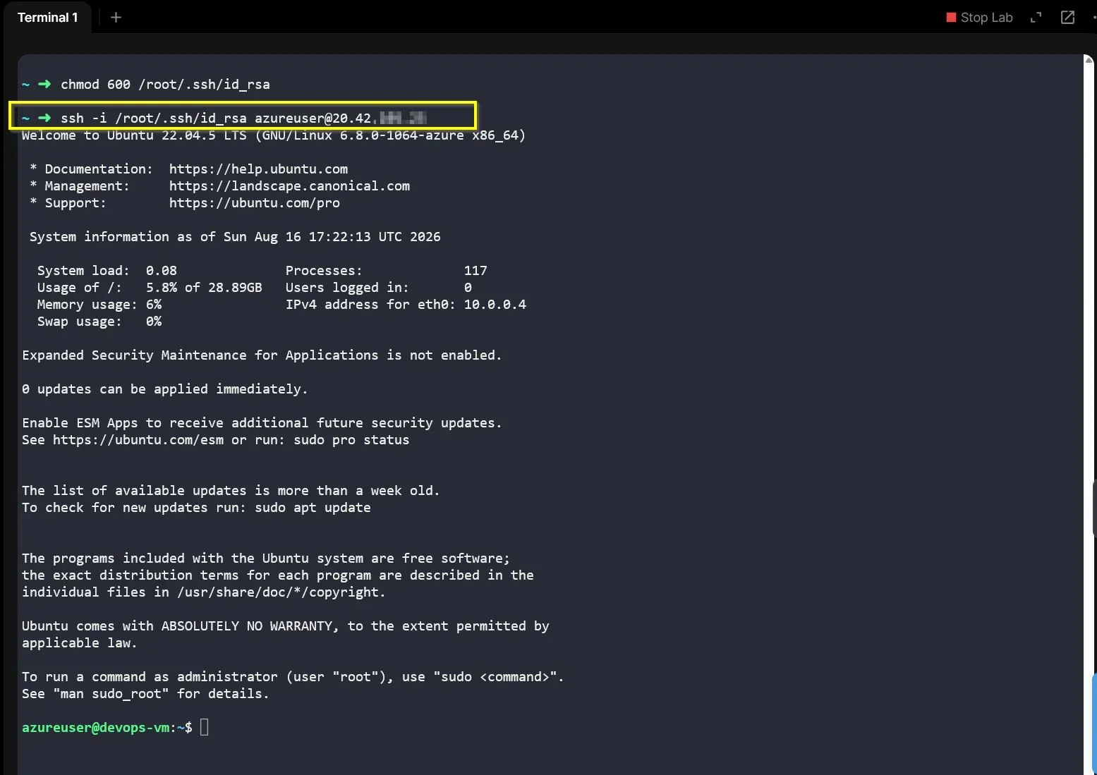 CLI SSH VM CONNECTED