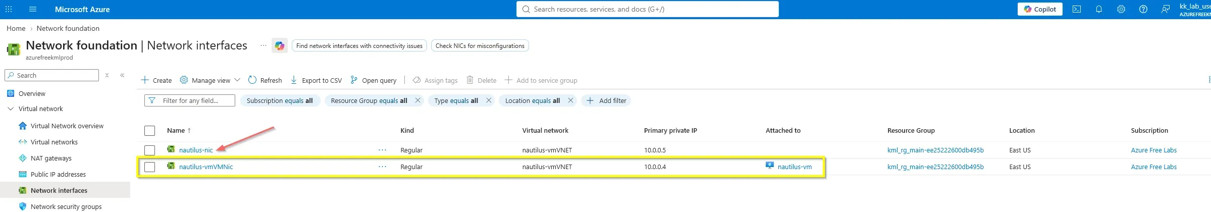 Azure Configuration Multi-NIC