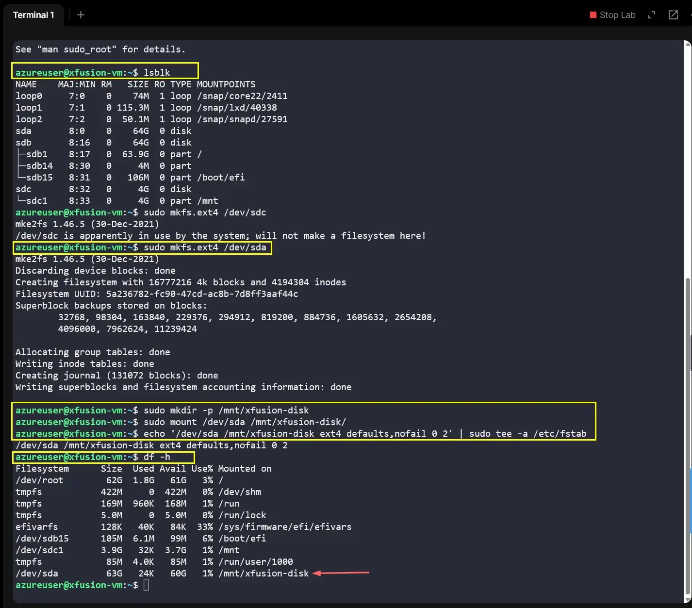 Disk Formatting and Persistent Mount Execution