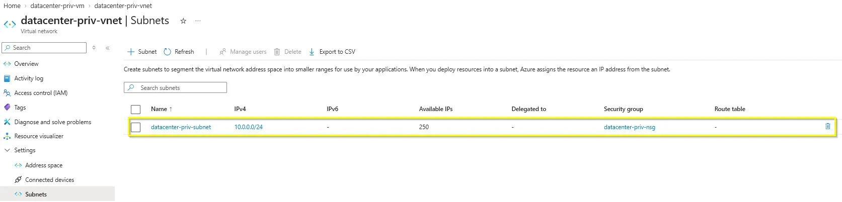 Azure Subnet and NSG Association